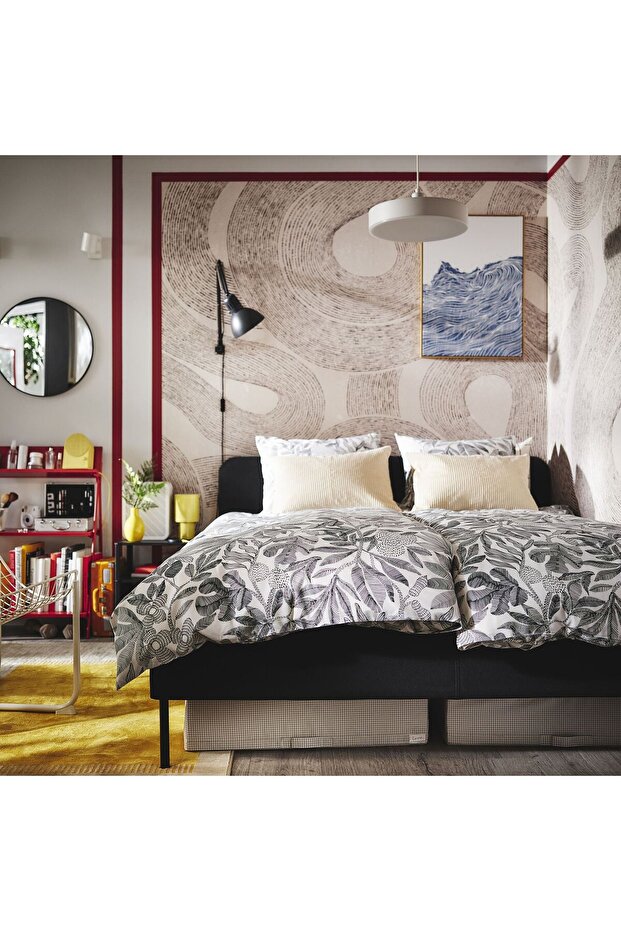 Double Duvet Cover Set, Black and White, 240X220/50X60 cm