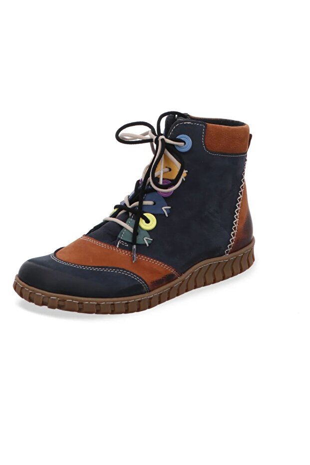 Navy Blue & Brown Genuine Leather-Model Name: Copenhagen