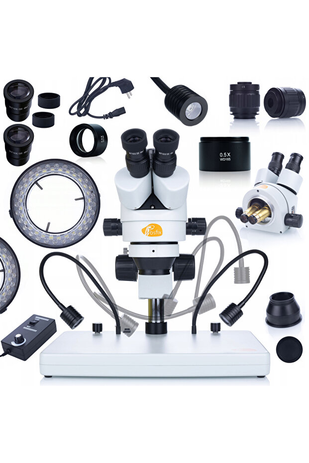 Mercury Pro Trinocular Microscope MSMP-T-POB | Zoom 7–45x, LED Illumination - 1