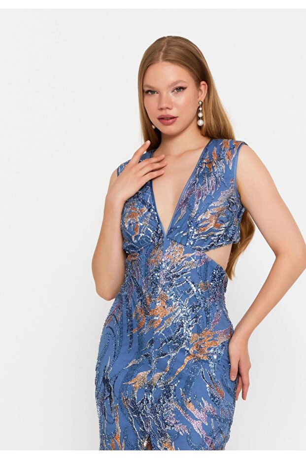 5971PAY PAYETLİ ELBİSE - 5