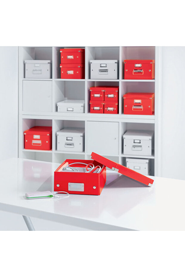 WOW Click & Store storage box, laminated, foldable, with lid and handle, 28x20x37 cm, red - 7