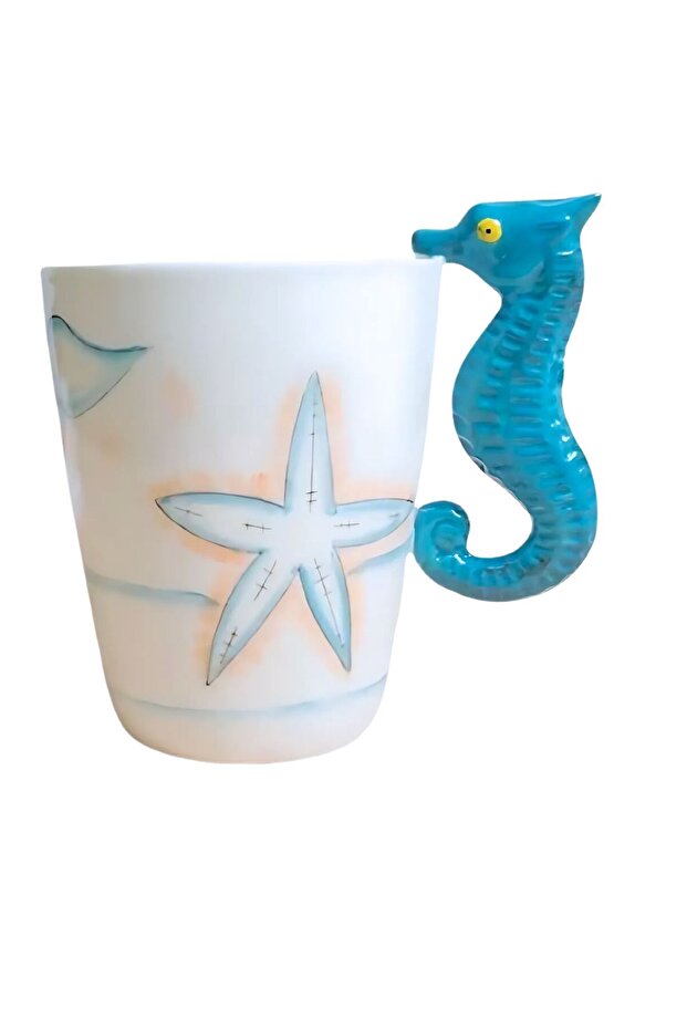 Animal 3D Shape Hand Painted Ceramic 450 ML Coffee Mugs w/ Animal Character(SEAHORSE)