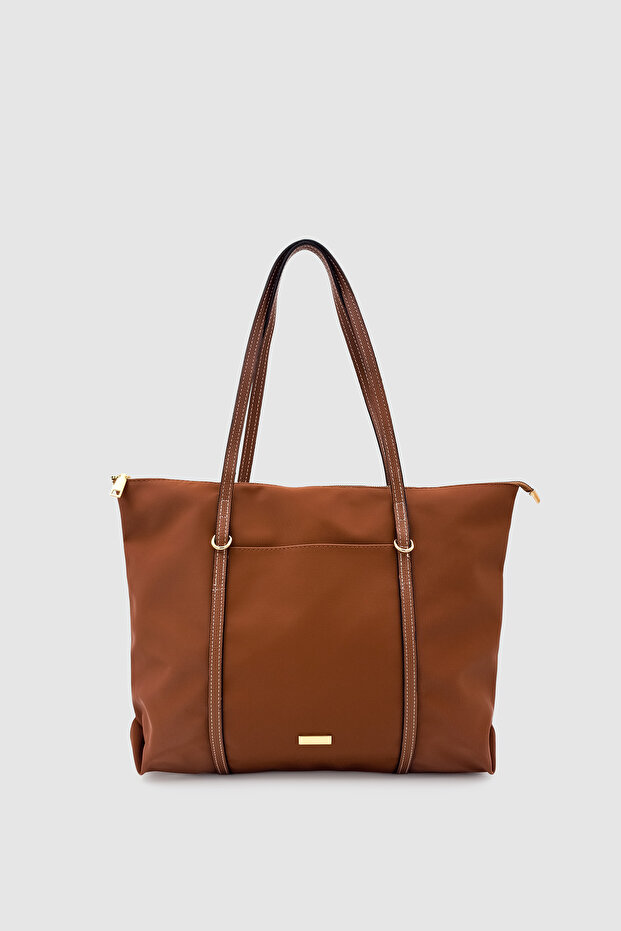 Velie Parachute Fabric Striped Shopper Bag Brown