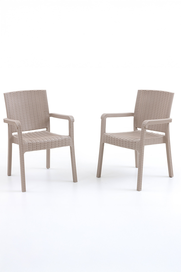 King 2'li Rattan Sandalye Cappuccino - 1