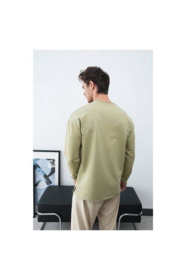 Men's Oversized Basic Two Thread Sweatshirt - 4