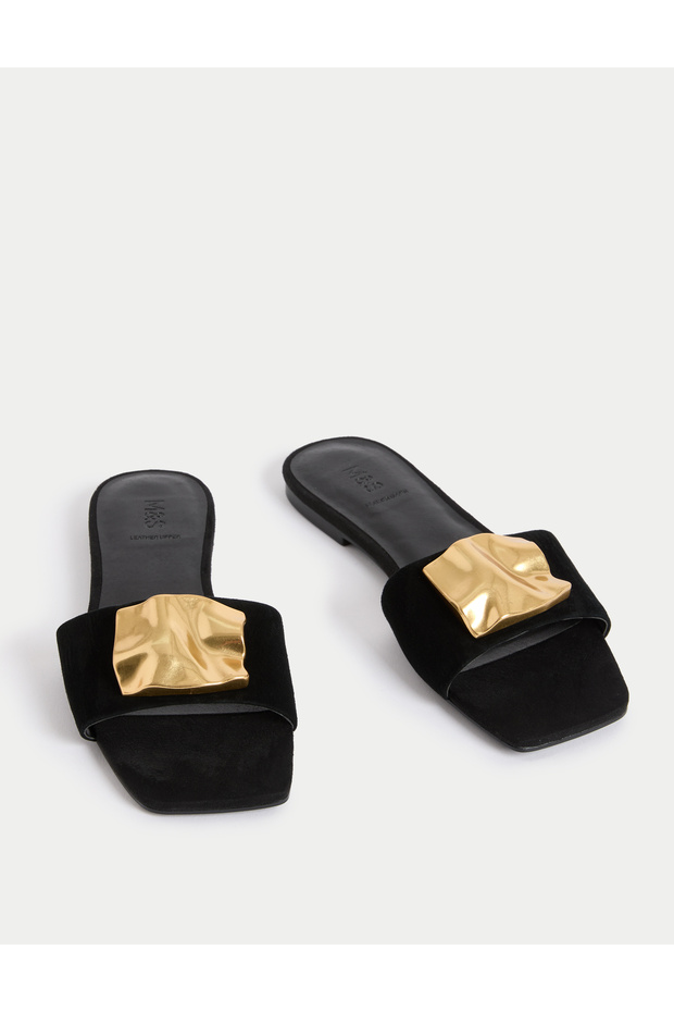 Süet Düz Mule Sandalet - 2