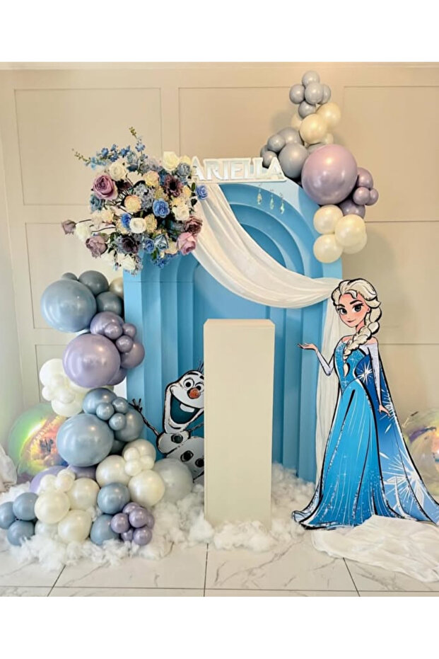 Aura Ice Blue Lavender White Balloon Chain Set 70 Pieces Suitable for Elsa Concept