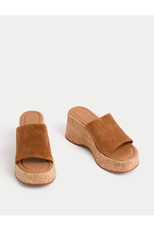 Süet, Platform Topuklu Terlik - 2