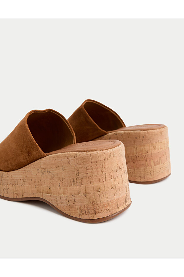 Süet, Platform Topuklu Terlik - 3