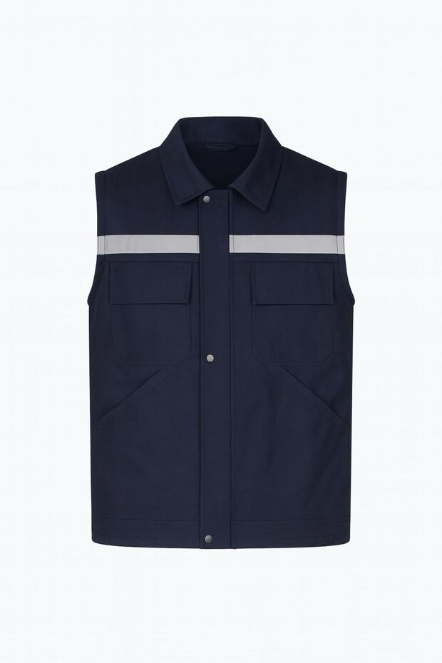 16x12 Gabardin Çıkma Kollu Çıkma Astarlı Kapitoneli Reflektörlü İş Montu 4 Cepli - 5