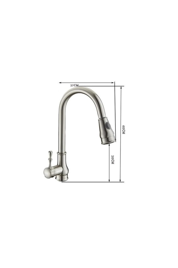Pull-out swan kitchen faucet with aerator, 2 functions, shiny chrome - 4