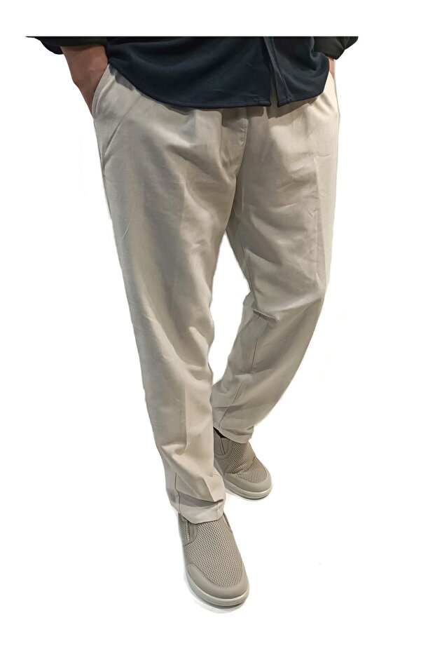 Pantaloni elastic - Bej 2 - 1