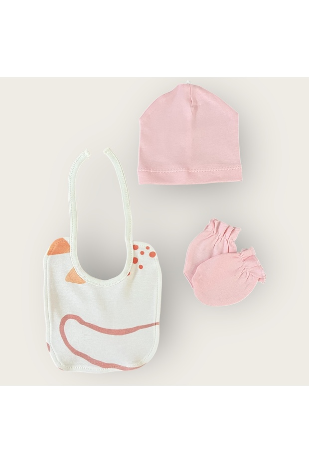 Önden Bağcıklı Pembe Desenli 5’li Zıbın Seti - 5