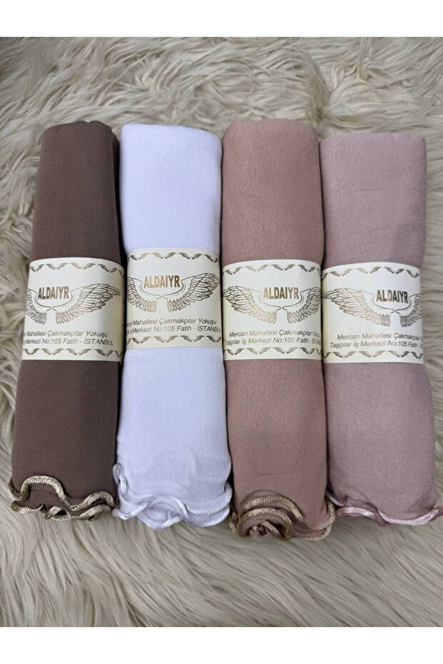 4 قطع من الشالات القطنية الممشطة مع أربطة - 1