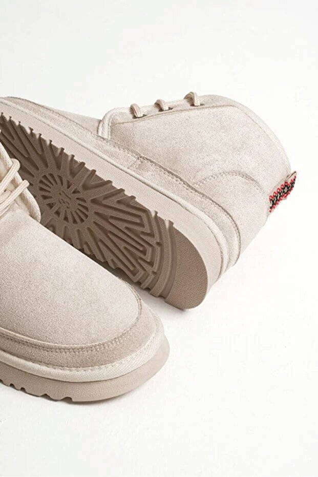 Kadın Bot Krem Rengi Süet – İçi Yünlü, İnce Tabanlı, Bağcıklı, Sıcak Tutan Heribo - 5