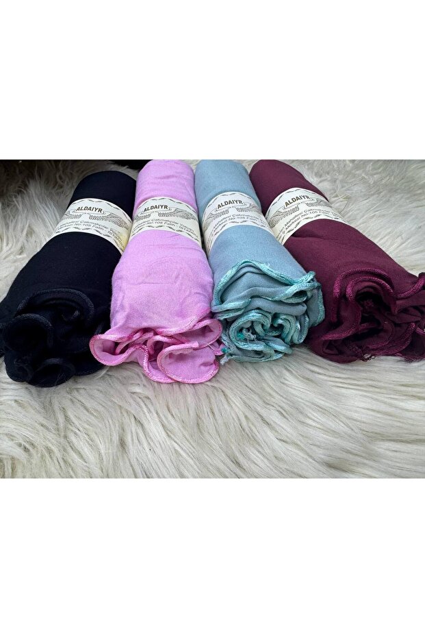 4 قطع من الشالات القطنية الممشطة مع أربطة - 2