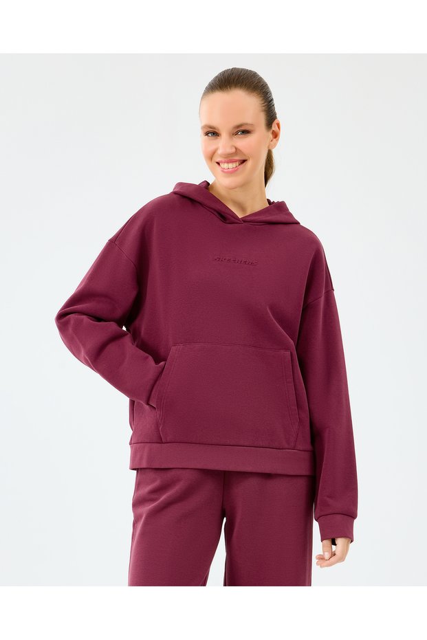 W essential hoodie sweatshirt women burgundy sweatshirt s2610013-3877
