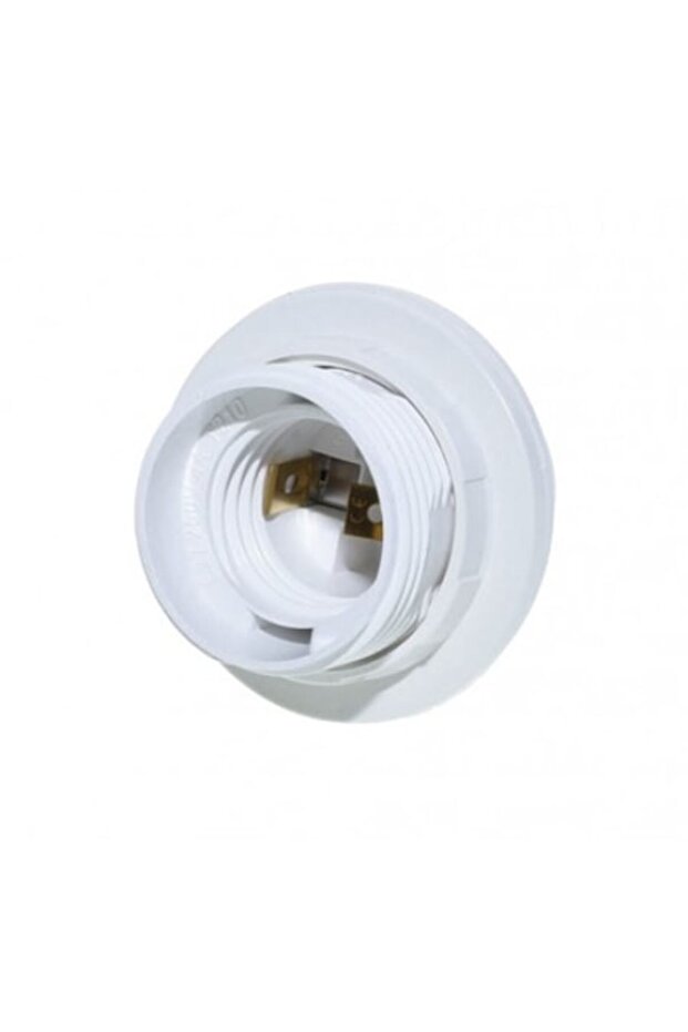 Plastic Socket with E27 Holder and Lampshade, White - 1