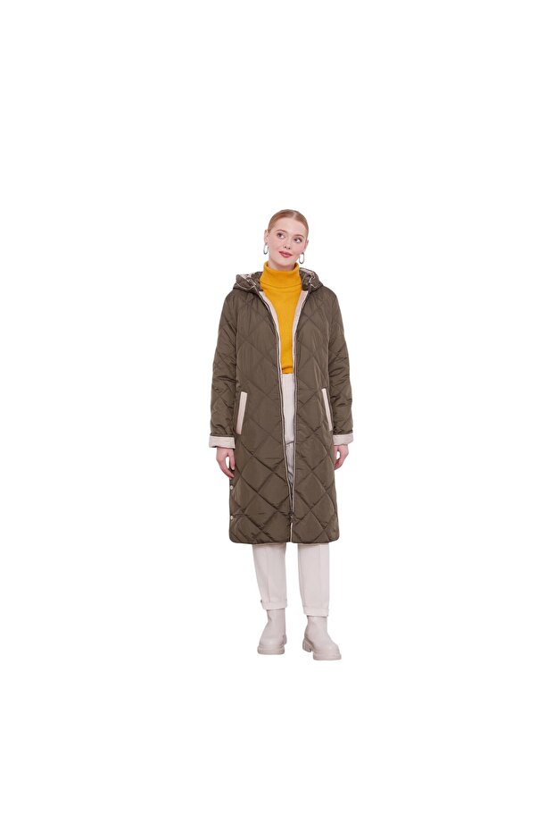 Kadın Kapitone Kapüşonlu Mont - 4