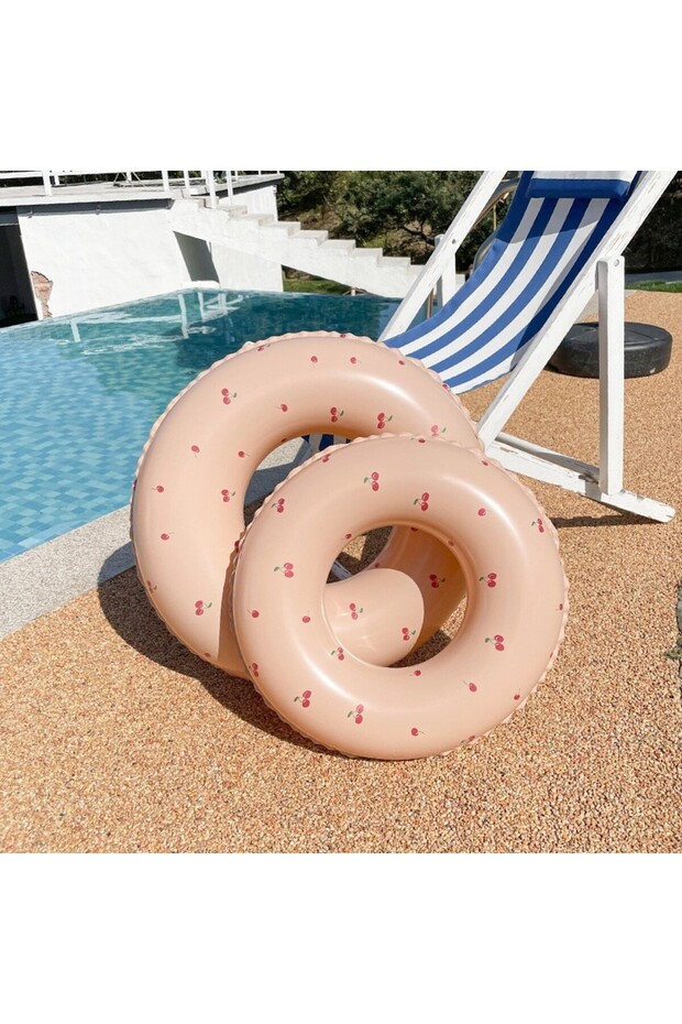 Inflatable Swimming Ring for Children, Orange, Cherry Pattern, Diameter 70 cm - 5