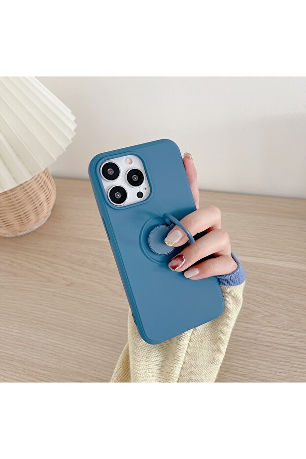 Protective case compatible with Apple iPhone 13 Pro Liquid Silicone Ring Blue - 4