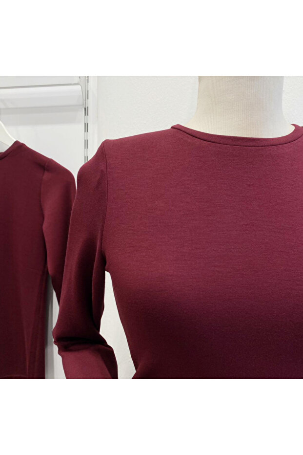 Bordo Basic Penye Bluz - 4
