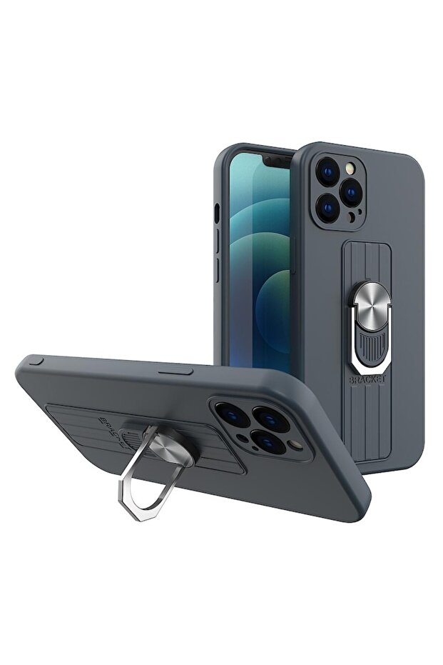 Phone Case Compatible with iPhone 13 Pro, Kickstand Function, Navy Blue - 2