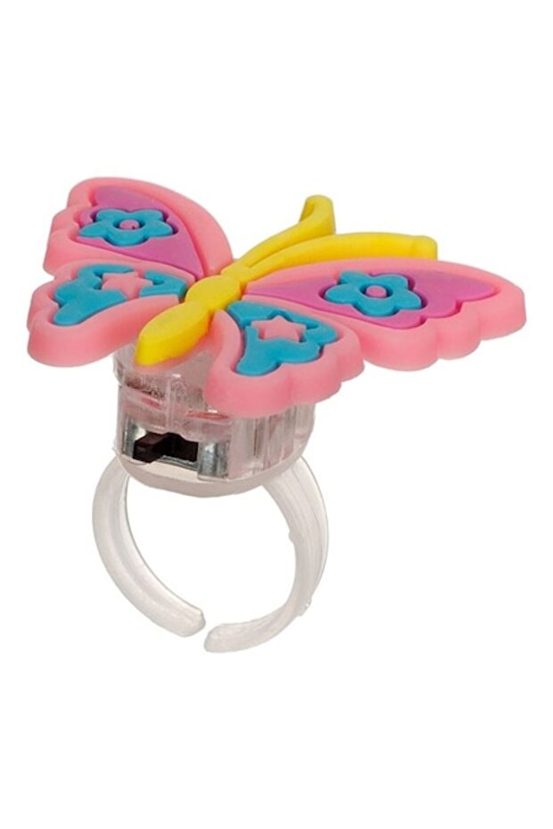 Adjustable plastic ring with lights, Butterfly model, Pink - 1