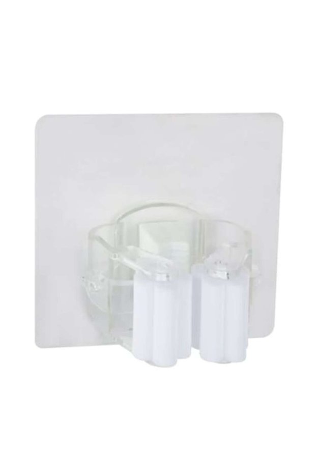 Self-adhesive hook for hanging cleaning tools, white
