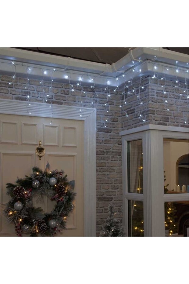 Christmas Installation, 18 m, 525 LEDs, Fringes, Cold White, 8 Light Modes with Remote Controller, I - 5