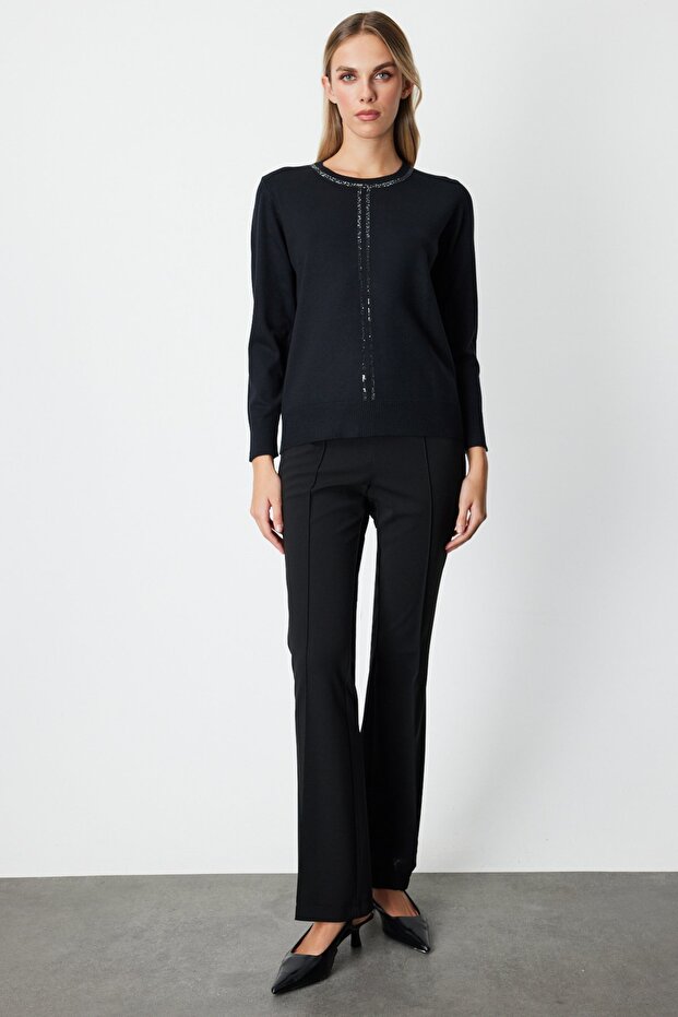 Taş İşlemeli Triko Kazak - 3