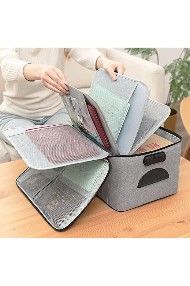 Bag for Storing Documents, Invoices, Cards, with Security Code, 5 Compartments - 9