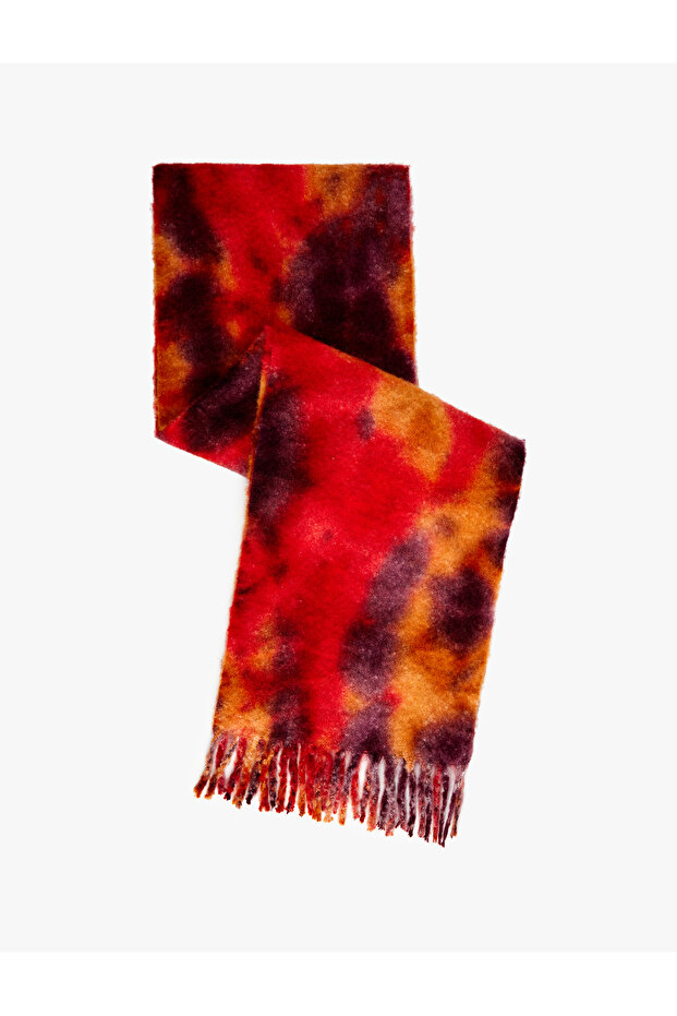 Batik Patterned Long Tassel Scarf - 1