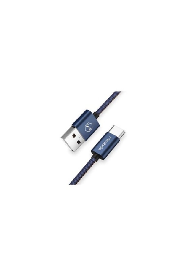 Cablu Type-C, 1M lungime, textil-denim, Bleumarin