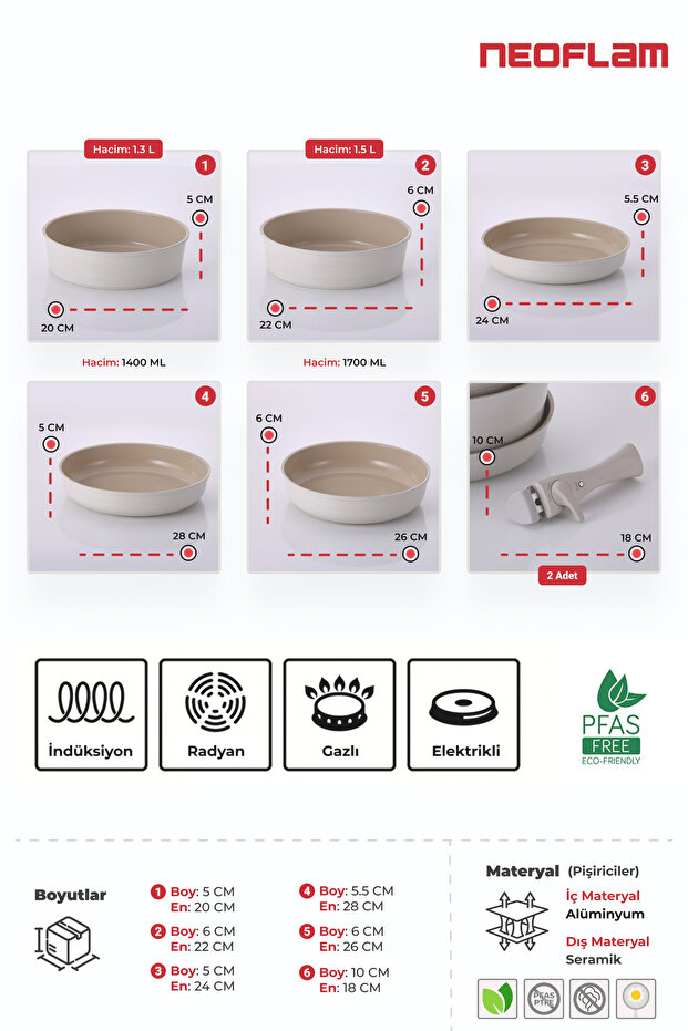 Midas Bej 7 Parça Tava Seti - 3