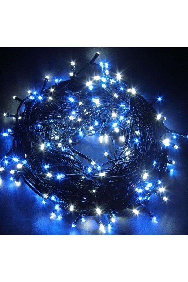 Lumini de Crăciun, 35 m, 1001 LED-uri, franjuri, albastre, intermitent, transformator de la distanță, interconectabile, extensie 3 m - 2