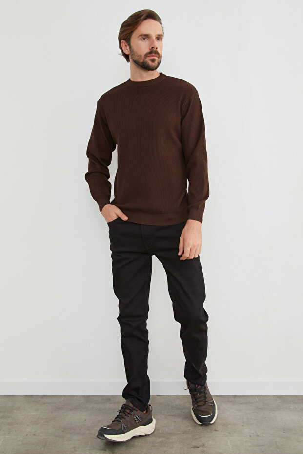 Basic Bisiklet Yaka Triko Kazak - 5