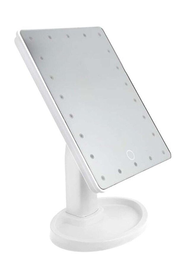 مرآة مكياج بشاشة لمس LED، بيضاء/شفافة - 1