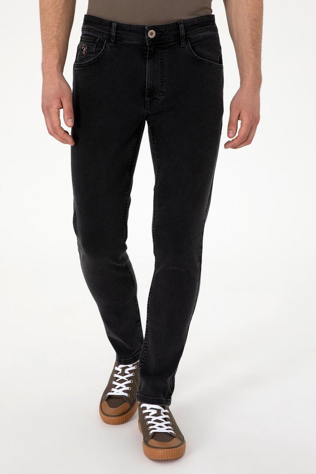 Men's Woven Fabric Slim Fit Anthracite Denim Pants