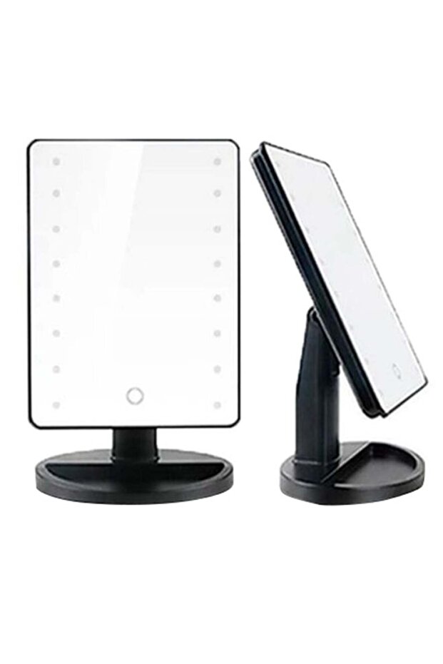 16 LED Adjustable Vanity Makeup Mirror Black/Clear - 1