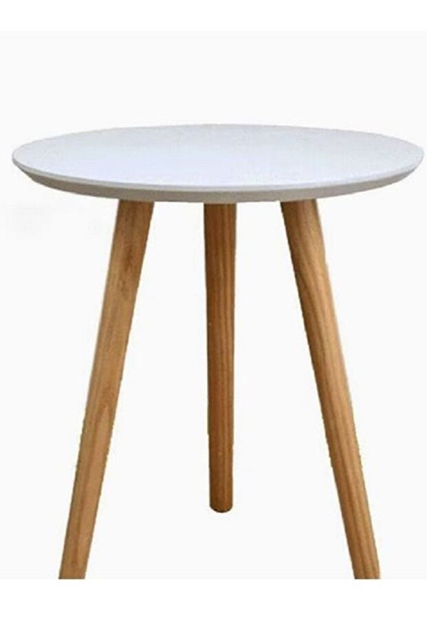 Mini Round Coffee Table White/Brown - 1