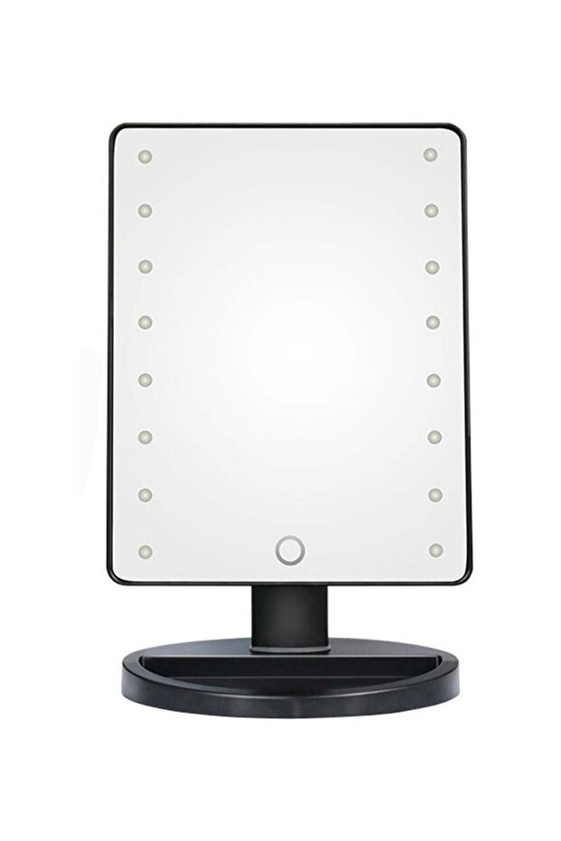 مرآة مكياج بـ 16 مصباح ليد باللون الأسود - 1