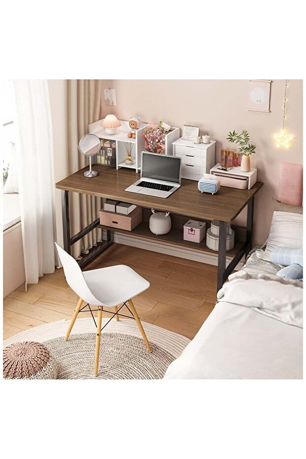 Writing Computer Desk with Bookshelf Simple Assembly for Bedroom - 1