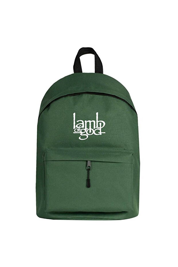 حقيبة ظهر بشعار Lamb Of God باللون الأخضر