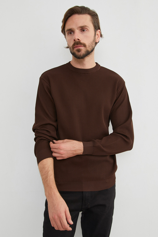 Basic Bisiklet Yaka Triko Kazak - 6