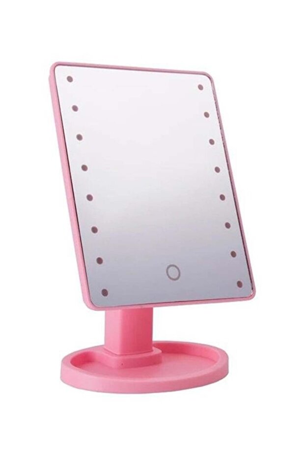 مرآة مكياج قابلة للتعديل بشاشة لمس LED باللون الوردي - 1