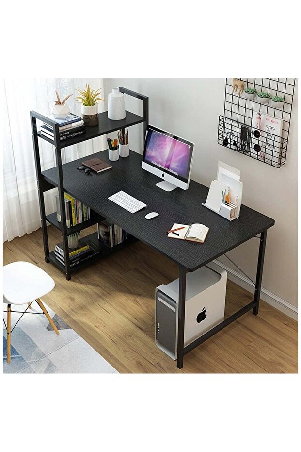 Computer Desk with Storage Shelves Study Writing Table for Home Office, Modern Simple Style - 1