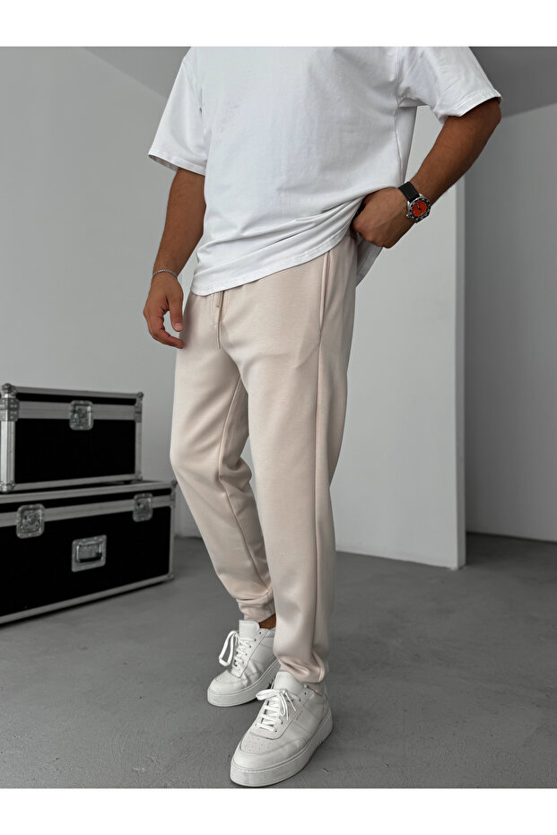 Bej Lastikli Rahat Basic Eşofman YP-4007 - 2