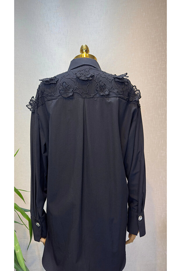 Siyah Dantelli Tunik - 3