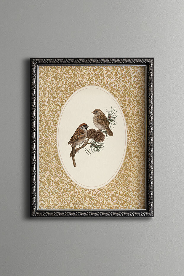 Sparrows - Vintage Patterned Frame - 1